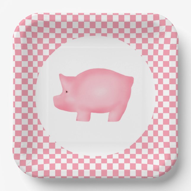 Assiettes En Carton Cochon rose  (Recto)