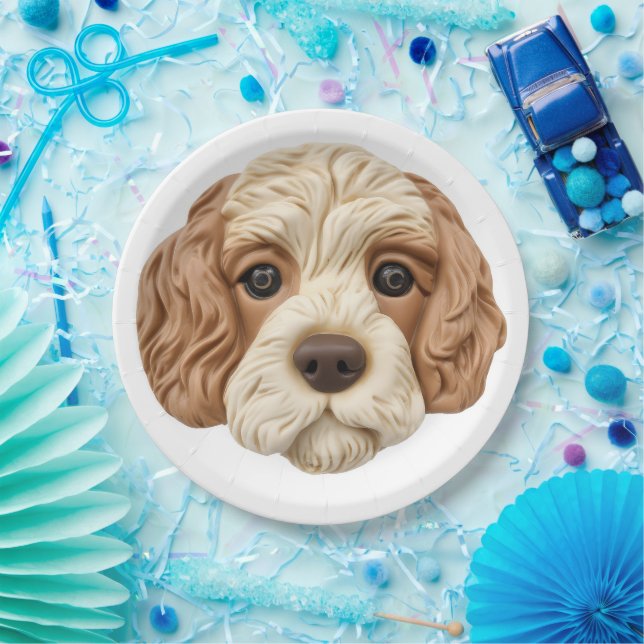 Assiettes En Carton Cockapoo Chien 3D Inspiré (Fête)
