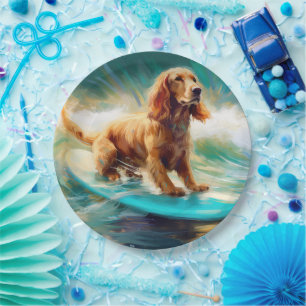 Assiettes En Carton Cocker Spaniel Beach Surf Peinture