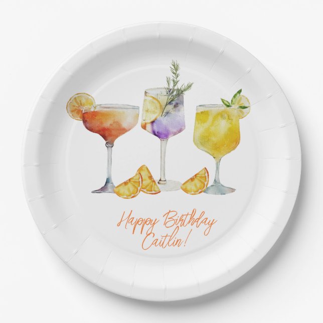 Assiettes En Carton Cocktail de fruits Boissons Anniversaire (Devant)