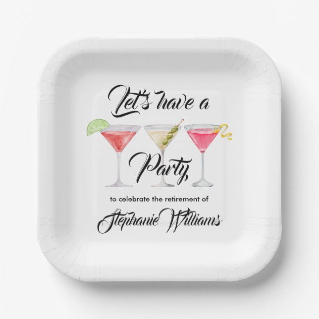 Assiettes En Carton Cocktail de retraite pour femmes fête d'été (Recto)
