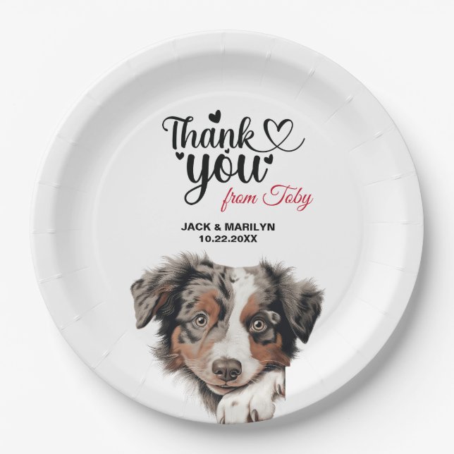 Assiettes En Carton Cocktail Mariage de chien berger australien (Devant)