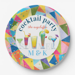 Assiettes En Carton Cocktail Party Arc-en-ciel coloré Boissons d'été a