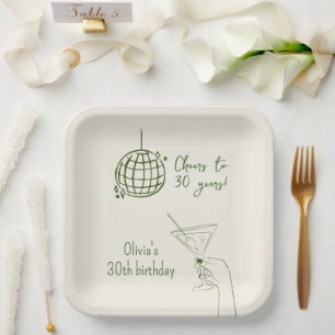 Assiettes En Carton Cocktail Retro Anniversaire Fancy