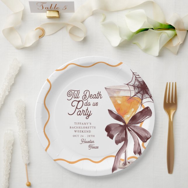 Assiettes En Carton Cocktail Till Death Bow Halloween Bachelorette (Mariage)