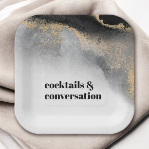 Assiettes En Carton Cocktails Abstraits modernes et soirée Conversatio