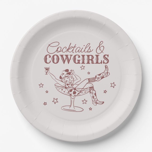 Assiettes En Carton Cocktails Bourgogne Cowgirls Anniversaire Bachelor (Devant)
