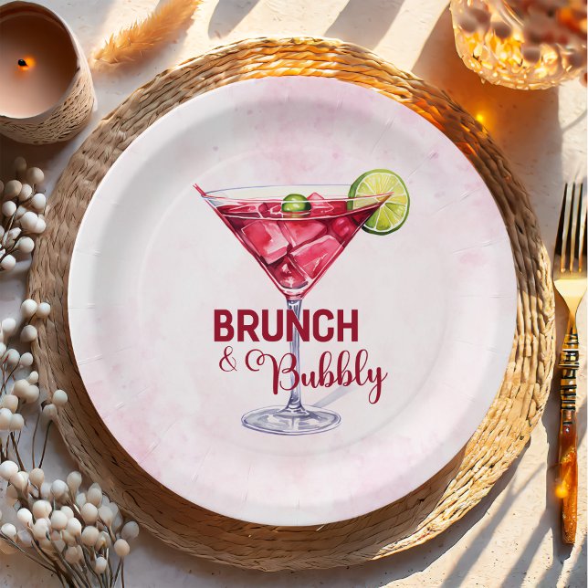 Assiettes En Carton Cocktails Brunch & Bubbly Fête des mariées (Créateur téléchargé)