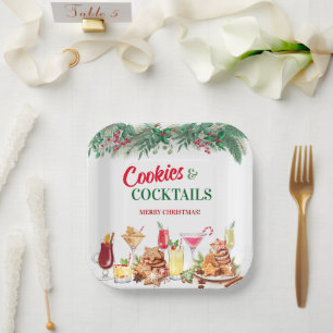 Assiettes En Carton Cocktails et biscuits de Noël Fête de Noël