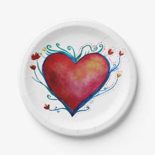 Assiettes En Carton Coeur Art Love Plaques de papier personnalisées 7"