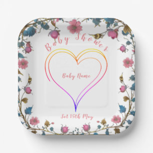 Assiettes En Carton Coeur baby shower