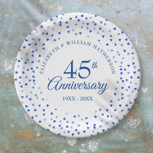 Assiettes En Carton Cœur de confettis d'amour pour les 45 ans ou 65 an