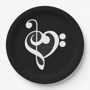 Assiettes En Carton Cœur de musique - J'aime la musique