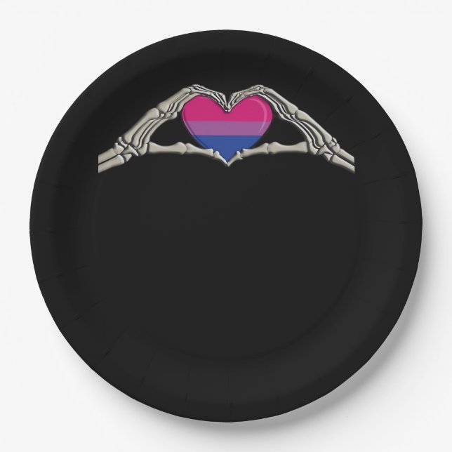 Assiettes En Carton Coeur des mains osseuses Goth bisexuel (Devant)