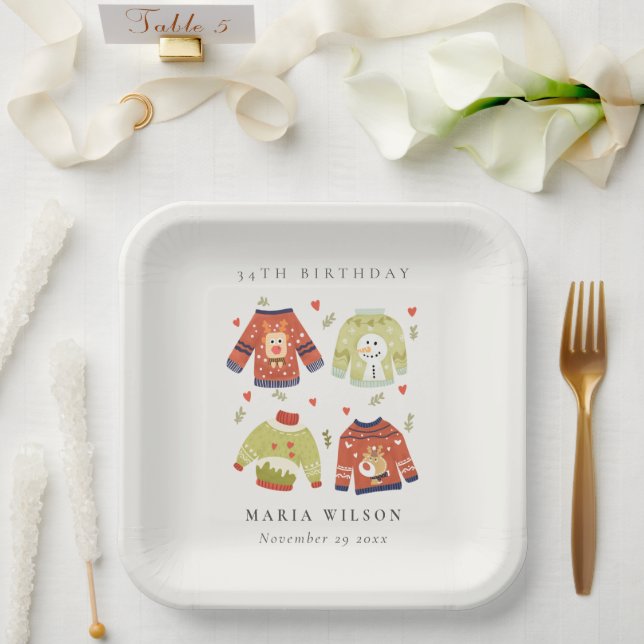 Assiettes En Carton Coeur hivernal mignon Doux moche N'importe quel âg (Mariage)