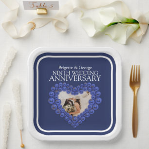 Assiettes En Carton Coeur photo de l'anniversaire mariage