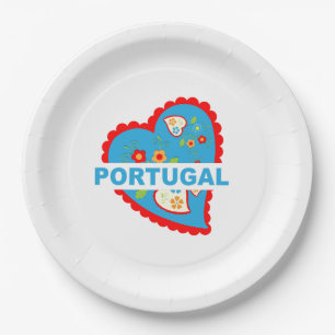 Assiettes En Carton Coeur portugais joyeux