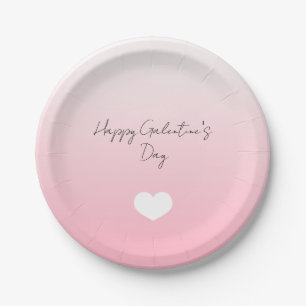 Assiettes En Carton Coeur rose blanc Joyeux Galentine's Day Custom