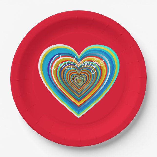 Assiettes En Carton Coeur valentin multicolore Thunder_Cove (Devant)