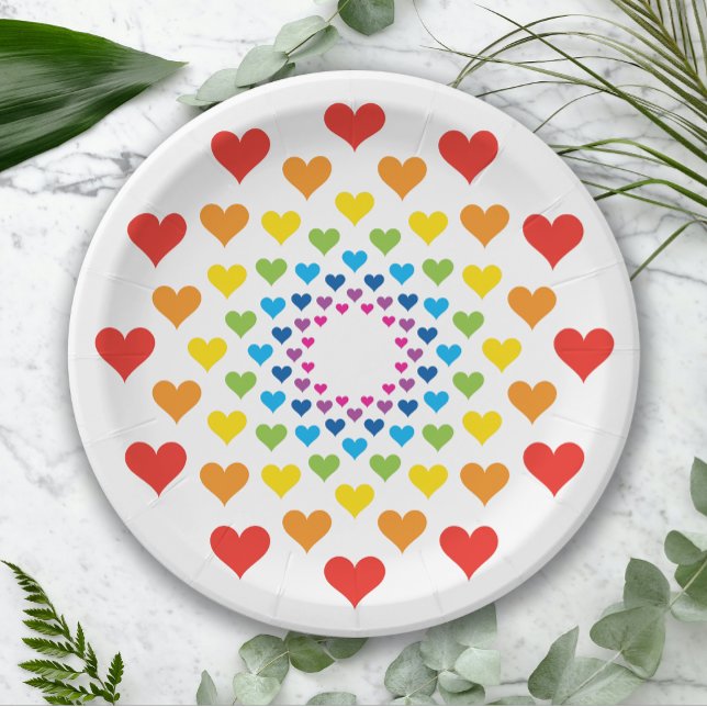 Assiettes En Carton Coeurs arc-en-ciel (Créateur téléchargé)