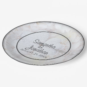 Assiettes En Carton Coeurs blancs & Fleurs de pivoine Réflexions Maria