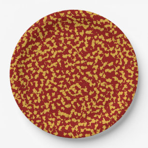 Assiettes En Carton Coeurs de confetti à huile, PLAQUES DE PAPIER roug