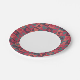 Assiettes En Carton Coeurs Et Étoiles Motif Rose