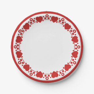 Assiettes En Carton Coeurs et Pois Red & White Mariage Love