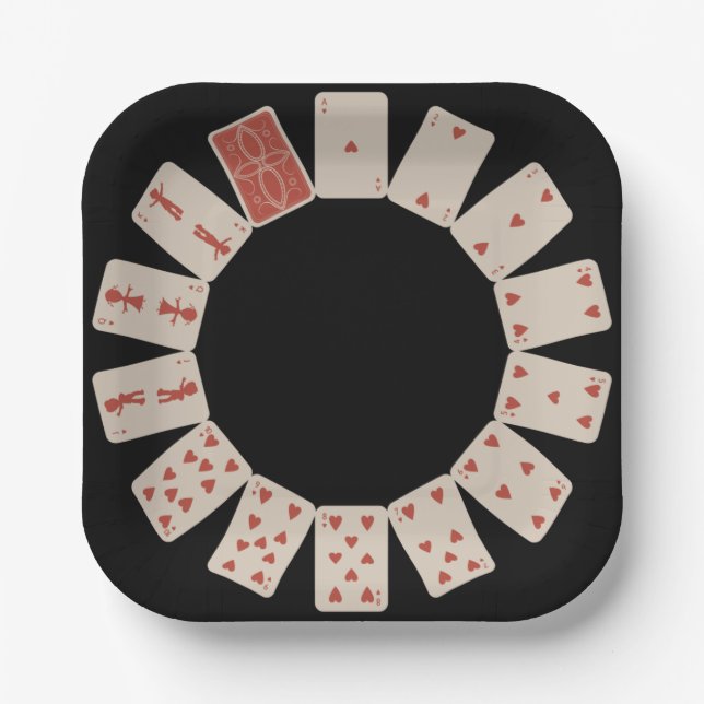 Assiettes En Carton Coeurs Jouer aux cartes Cercle (Recto)