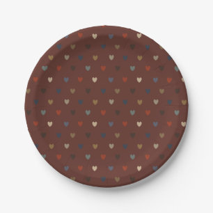 Assiettes En Carton Coeurs Polka sur kilim brown