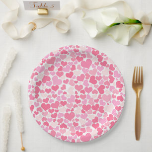 Assiettes En Carton Coeurs roses Motif - Plaques de papier romantique