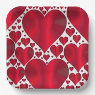 ASSIETTES EN CARTON COEURS ROUGES POUR LA JOURNÉE DE VALENTINE