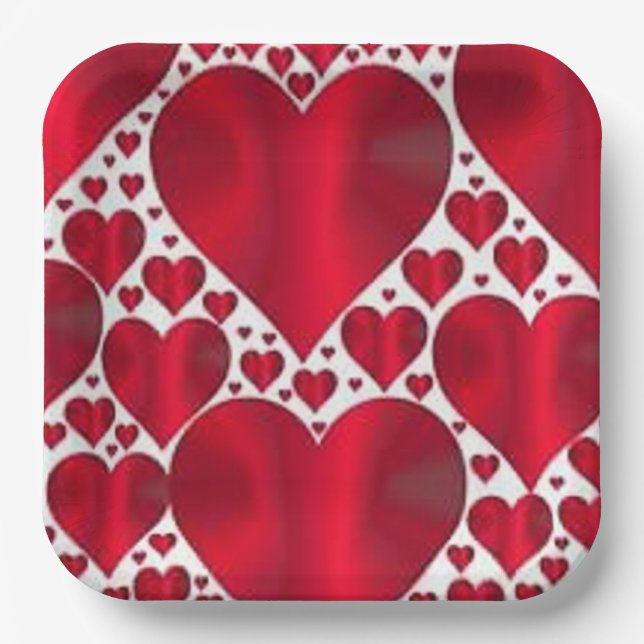 ASSIETTES EN CARTON COEURS ROUGES POUR LA JOURNÉE DE VALENTINE (Recto)