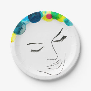 Assiettes En Carton Coiffure de bulle psychédélique