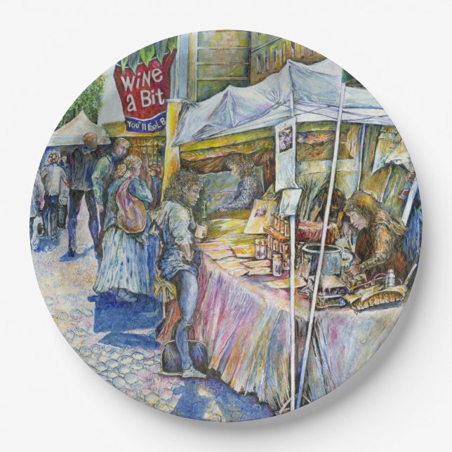 Assiettes En Carton Coin de Flying Pig Farm et Wine a Bit. (Devant)