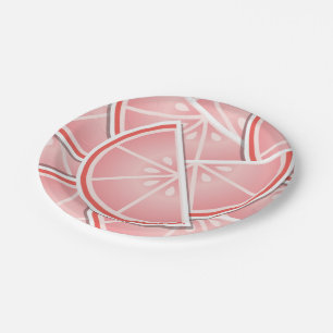 Assiettes En Carton Coincés de pamplemousse rose