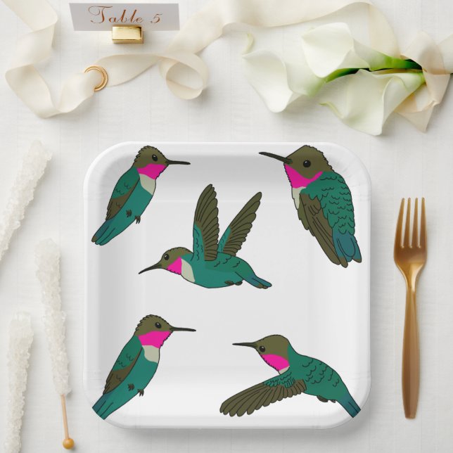 Assiettes En Carton Colibri Ruby Throsé (Mariage)