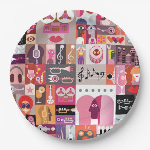 Assiettes En Carton Collage graphique