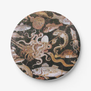 ASSIETTES EN CARTON COLLECTE POMPEII / OCÉAN - SCÈNE DE VIE MARINE