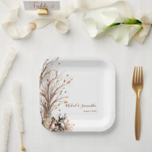 Assiettes En Carton Collection de mariage Cerf Rustique d'Automne