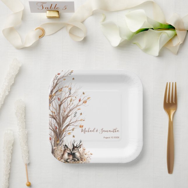 Assiettes En Carton Collection de mariage Cerf Rustique d'Automne (Mariage)
