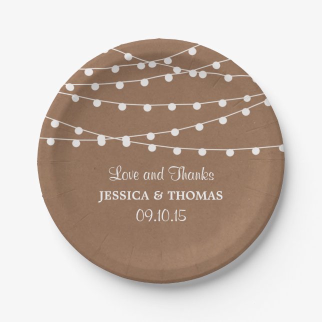 Assiettes En Carton Collection de Mariages Rustic Kraft (Devant)