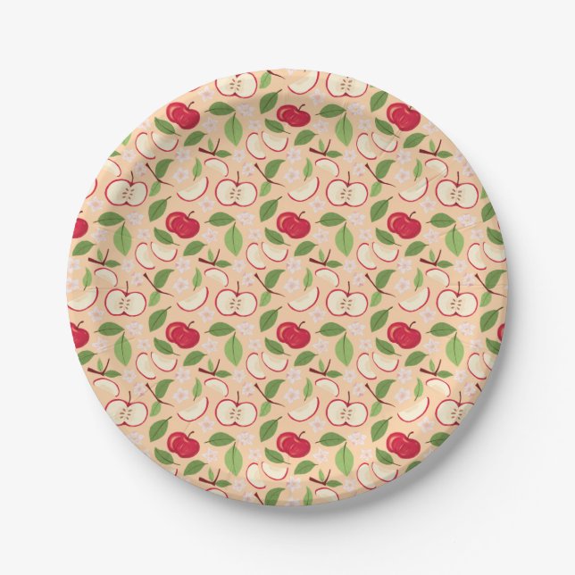 Assiettes En Carton Collection de Motifs de paniers de fruits - Pommes (Devant)