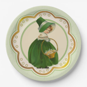 Assiettes En Carton Colleen Irlandaise et Panier