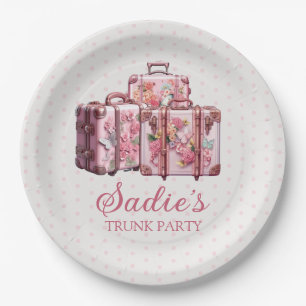 Assiettes En Carton College Trunk Party Vintage Sujets Rose