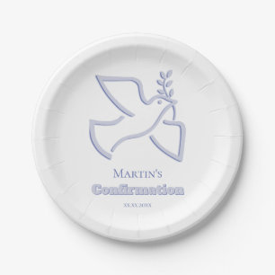 Assiettes En Carton colombe bleue Confirmation