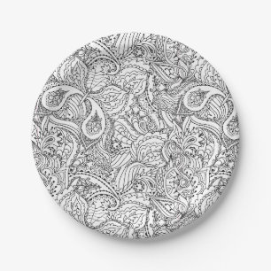 Assiettes En Carton Coloration Flower Art Nouveau Design Floral Aesthé