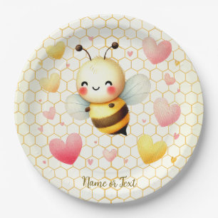 Assiettes En Carton Coloré Happy Little Honey Bee Baby shower mignon