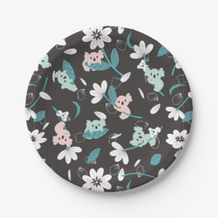Assiettes En Carton Coloré Koala Motif mignon animal et floral