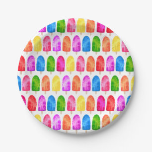 Assiettes En Carton Coloré Popsicle Ice Lolly motif